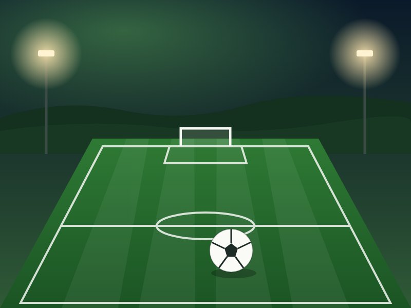 Illustrasjon av en fotballbane